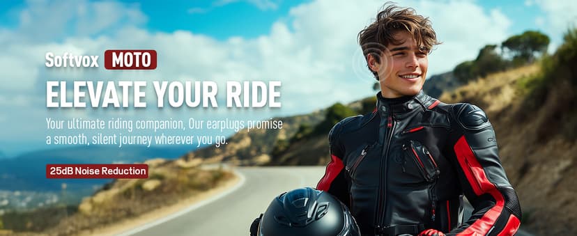 Motorcycle Ear Plugs for Wind Noise Reduction, Keep Comms Clear, Comfort Under Helmet & Prevent Hearing Damage, Noise Canceling 25 dB, Reusable Earplugs for Motorbike, Touring, Racing, Shooting