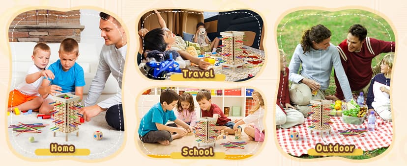 Montessori Game Wooden Board Game, Multiplayer for Kids 4-8, Math Educational, Fine Motor Skill Toy for Girls Boys, Classic Fun Games for Age 3 4 5 6 7 8 Girls Boys Gifts