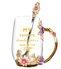 OEAGO Gifts for Mom Women Stocking Stuffers for Women Christmas Glass Coffee Enamels Mug Valentines Gifts for Her Girlfriend Wife Best Birthday Valentine's Mothers Day from Daughter Son Tea Cup