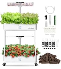 Plant Germination Kit Herb Vegetable Growth Lamp Countertop, Hydroponic Planter Grower Harvest Lettuce for Healthy Home Cooks Ahopegarden Indoor Garden Hydroponics Growing System: 10 Pods Kit with LED B0B6BB4TVC