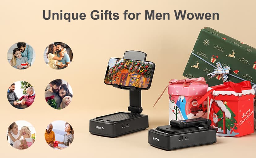 Gifts for Men Women, Phone Stand with Bluetooth Speaker BT5.3, Gifts for Him Dad Who have everything, Phone Holder with Wireless Speaker for iPhone/Android/Tablet, Tech Gadgets,Birthday Gifts for Men