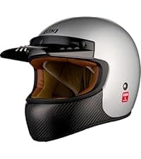 LEM Motorcycle Helmet Full Face for Men and Women, Retro Vintage Classic Open Face Style, Lightweight Fiberglass Shell, DOT Certified, for Cruiser, Cafe Racer, Scooter, Commuter (White, Size XL) Kick