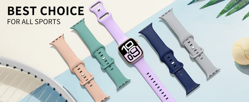 6 Pack Sport Bands Compatible with Apple Watch Band 38mm 40mm 41mm 42mm 44mm 45mm 49mm 46mm,Silicone Waterproof Strap for iWatch Apple Watch Series 11 10 9 Ultra 8 7 6 5 4 3 2 1 SE Women Men