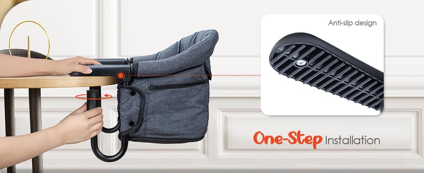 Hook-On Chairs - Portable & Foldable for Babies 6-36 Months, Family & Travel Use with Carry Bag (Grey)