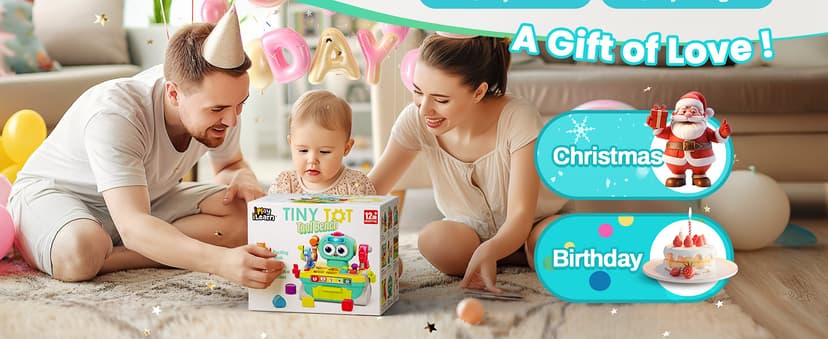 Infant Shape Sorter Activity, Kid Pounding Game, Toddler Learning Toy, 1st Birthday Gift 12 18 24 Month Girl Age One 1 2 3 Yr iPlay, iLearn Toddler Musical Workbench Toy, 1 Year Boy Gift, Baby Tool Set B0CWNGN5V2