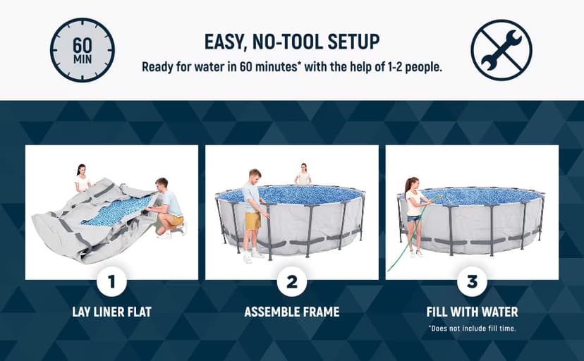 Bestway Steel Pro MAX 15' x 42" Above Ground Pool, Round Metal Frame Outdoor Swimming Pool Set with Filter Pump, Ladder, and Cover, Gray