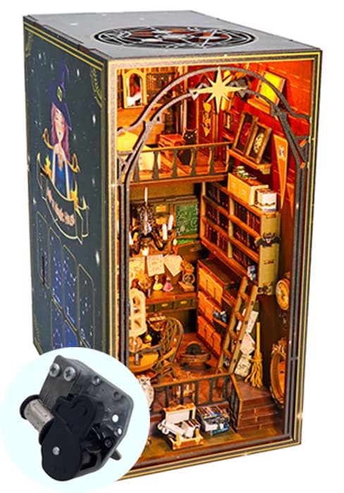 DIY Book Nook Kit with Music Box, Wooden 3D Puzzle Dollhouse with LED, Miniature House Kit Bookends for Adult and Teen, Bookshelf Decor, Creative Gift for Friends and Family. Soul Bookstore