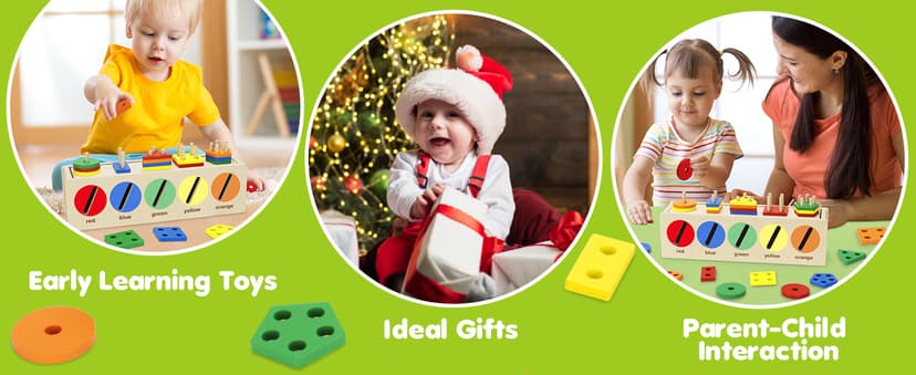 V-Opitos Montessori Toys for Toddler 1+ Year Old, Wooden Color & Shape Sorting Matching Box, Early Learning Toys for 12-18 Month, Age 1, 2, 3, Ideal Christmas, Birthday Gifts for Boy & Girl