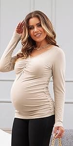 GINKANA Maternity Hoodie Long Sleeves Shirts Casual Maternity Top Pregnancy Sweatshirt Casual Clothes