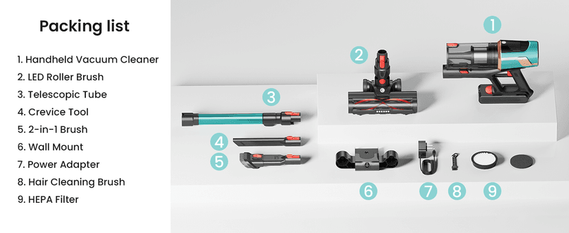 Cordless Vacuum Cleaner, Upgraded 580W 48KPA 65Mins Vacuum Cleaners for Home, Cordless Stick Vacuum Cleaner with Self-Standing and LED Screen, Anti-Tangle Wireless Vacuum for Pet Hair/Carpets/Floors