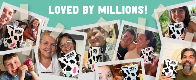 Herd Mentality: Udderly Funny Family Board Game | Easy & Fun for Big Groups of 4-20 Players | Includes 20 Extra Exclusive Questions