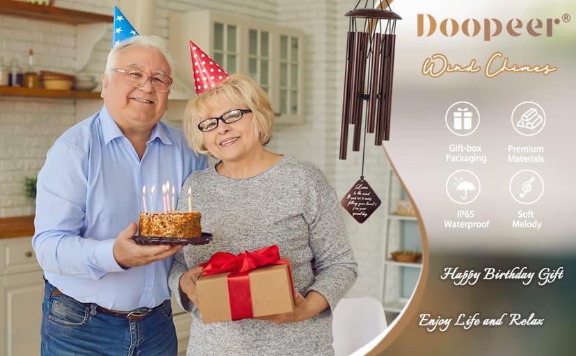 60th Birthday Gifts for Women, 32” Wind Chimes Happy 60 Year Old Birthday Gifts for Her Mom Sister Wife Grandma