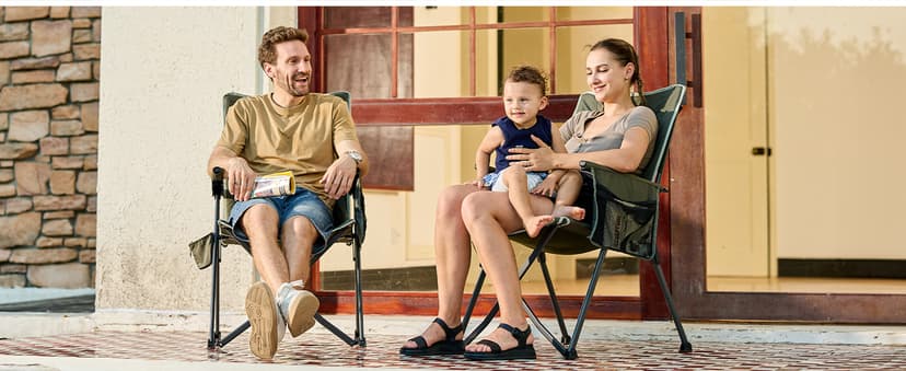 EVER ADVANCED Reclining Camping Chairs for Adult Lightweight, Folding Recliner Chair with Adjustable Back, 4-Level Lounge Chairs, Portable Lawn Chairs for Patio Balcony, Supports 350lbs Grey