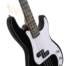 GLARRY Full Size Electric Bass Guitar Beginner Kit 4 String Exquisite Basswood Bass with 20W AMP, Cable, Strap, Bag and Accessories (Black, 39"Right Handed)