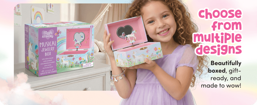 Music Boxes for Little Girls, Toddler Jewelry Box for 4 Year Old Kids, Toys for Toddlers, Birthday Gifts for Kids 5-9 Years Giggle & Honey® Musical Unicorn Jewelry Box for Girls B0CHKLZ7PJ