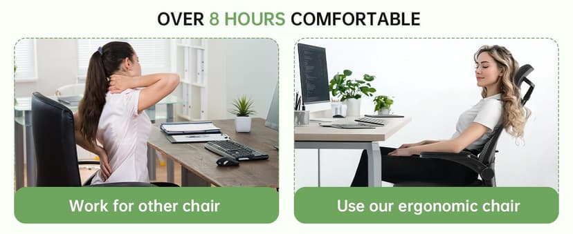 Office Chair Ergonomic Desk Chair, 330LBS Capacity, High Back Computer Chair for Long Hours Comfortable, Rolling Swivel Executive Task Chair for Home Office with Flip-up Armrests, Black
