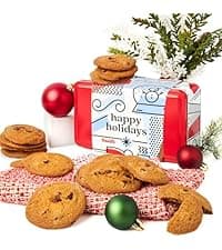 David's Cookies Christmas Cookies Gift Box - Fresh Baked Assorted Mini Cookies in Winterwonderland Tin with Chocolate Chip, White Chocolate Chip & Red Velvet - Gourmet Holiday Food Gift Basket