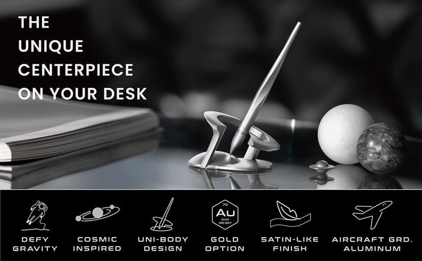 novium Hoverpen Interstellar - Space Black, Ballpoint Pen, Unique Conversational Starter, Premium Futuristic Design, Precision Flow Ink, Schmidt Ballpoint Cartridges