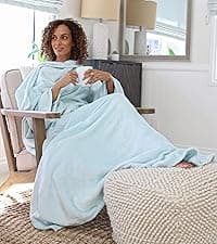 Cozy Sleeve Design for Hands-Free Comfort, Perfect for Reading, TV Time & Relaxing, Christmas & Birthday Gift Catalonia Wearable Blanket with Sleeves for Women & Men, Fleece Wrap Throw B075M2FQYV
