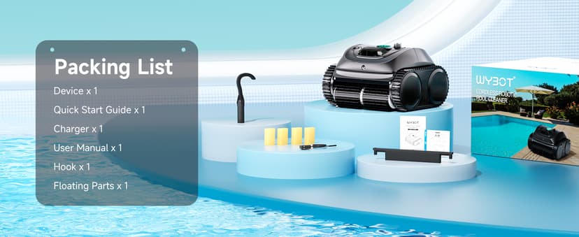(2026 Upgrade) WYBOT C1 Cordless Robotic Pool Vacuum for Inground Pools, 150mins Above Ground Pool Cleaner 4-in-1 Wall & Waterline Cleaning Up to 1,615sq.ft, Smart App Navigation, Obsidian Green