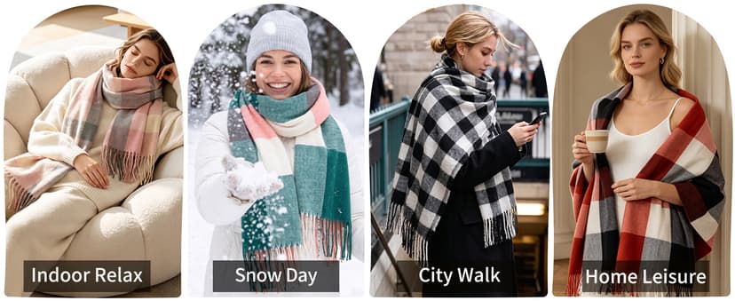 Loritta Womens Scarf Fashion Long Plaid Shawls Wraps Big Grid Winter Warm Lattice Large Scarves Gifts