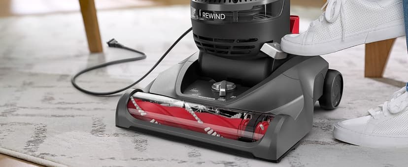 Hoover Rewind Pet Upright Bagless Vacuum Cleaner for Carpet and Hard Floors, Automatic Cord Rewind, Above Floor Cleaning Corded Vacuum Cleaners for Home Use, Gray