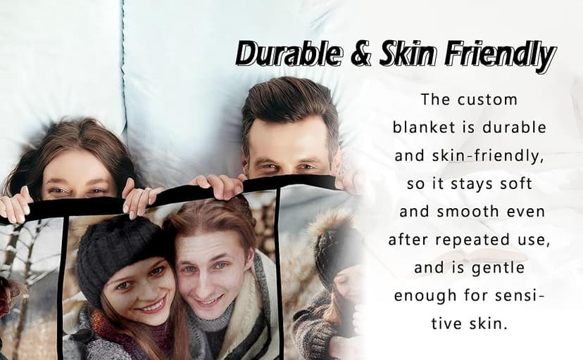 Ships Next Day Custom Blanket with Picture Text Personalized Throw Blanket Photo Collage Blankets Customized Birthday Gifts for Couple Girlfriend Boyfriend Family Kids Friends Pet B0DGFW5HP4