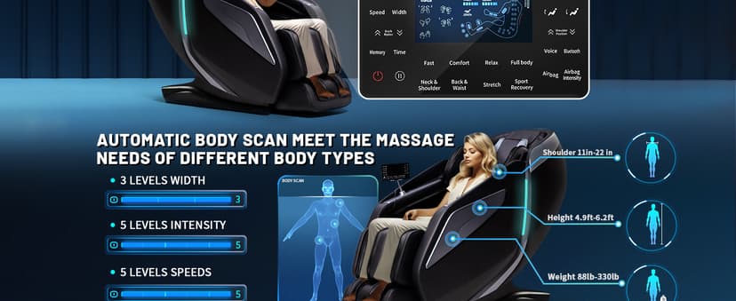 HealthRelife 4D Massage Chair Full Body Zero Gravity Recliner - 55“ SL-Track,15 Auto Modes,11 Massage Technique,40 Airbags Massage,with Yoga Stretch,APP Control,Shiatsu Foot Massage(Black)