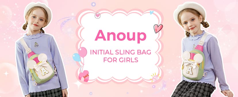 2 3 4 5 6 7 Year Old Girl Birthday Gift, Initial Crossbody Bag, Girls Kids Birthday Gifts, Sling Bag for Kid, Toddler Purse Anoup Birthday Gift for Daughter Monogram Crossbody Sling Bag Purse Pink J B0H5154T3Q