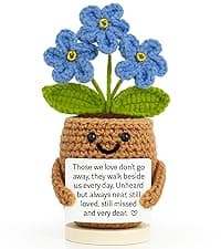 Gifts for Mom from Daughter Son - Cute Christmas, Mothers Day, Birthday Gifts for Moms - 5.51'' x 4.13'' Knitted Positive Tulip Flowers Mom Crochet Doll