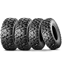 MaxAuto Set of 4 AT25x8-12 & AT25x10-12 ATV UTV Mud Sand Tires,25x8x12 Front & 25x10x12 Rear All-Terrain Off-Road Tires,6 PR, Tubeless,4 Pack in 2 Packages