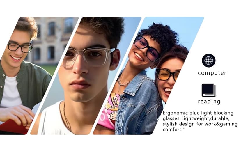 Oilway Blue-Light Blocking Glasses Computer Reading/Gaming/TV/Phones Glasses Fashion Anti Eyestrain UV Glasses for Women Men(A2 Black + Gray)