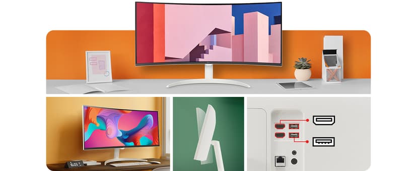 LG 34SR60QC-W 34-inch QHD (3440x1440) Curved Smart Monitor with Streaming, UltraWide Screen, webOS, HDR10, 100Hz, Built-in Speaker, AirPlay2, Screen Share, Bluetooth, ThinQ App, White