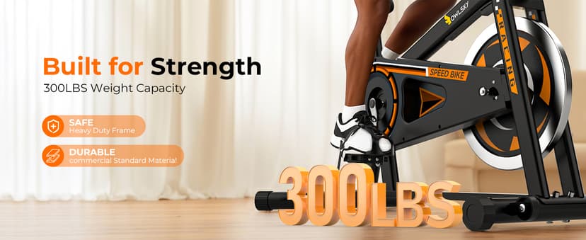 OWLSKY Exercise Bike with APP, Stationary Bike for Home, 300 lbs Capacity Quiet Indoor Cycling Bike Gym Cardio Workout, Adjustable Seat & Tablet Holder