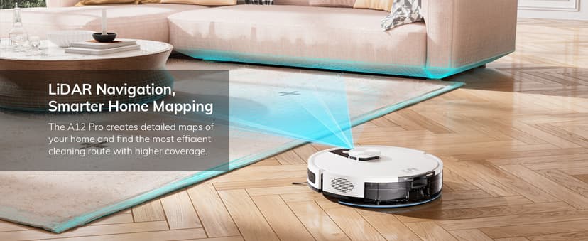 ILIFE A12 Pro Robot Vacuum and Mop Combo, Self Emptying Station for 60 Days, LiDAR Navigation, Home Mapping, No-Go Zones, 2.4G WiFi/App/Alexa/Remote Control, for Hard Floors, 110V