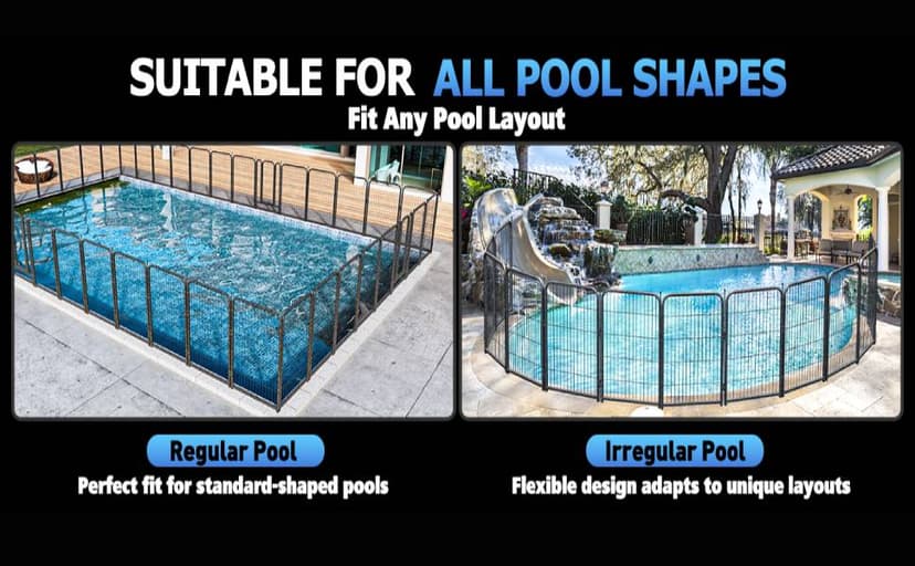 Metal Swimming Pool Fence 36.75ft (L) × 40in (H) with 16 Panels, in Ground Pool Safety Fence, Protective Barrier with Reinforced Stakes, Compatible with Patios & Gardens, Black-Silver