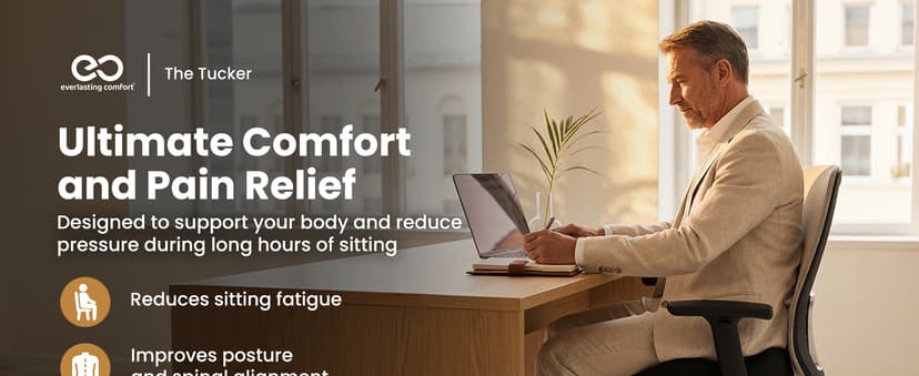 Elevate Series by Everlasting Comfort Doctor Recommended Memory Foam Seat Cushion for Office Chairs & Car - Ergonomic Desk Accessories - Cushions for Tailbone Pain Relief (Charcoal Black, Large)