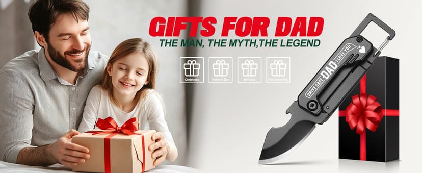 Fathers Day Dad Gifts - Gifts for Dad, Fathers Day Dads Gift from Daughter, Son, Wife - Dads Birthday Gift, Christmas Dad's Presents for Husband, Stepdad, Men - Keychain Presents, Portable Tool