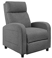 JUMMICO Recliner Chair Adjustable Home Theater Single Recliner Sofa Furniture with Thick Seat Cushion and Backrest Modern Living Room Recliners (Fabric, Aurora Grey)