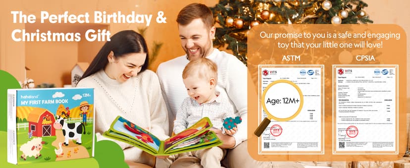 1 Year Old Boy Gifts Educational Quiet Activity Books 10 Pages, Toddler Christmas Stocking Stuffers One Year Old Travel Toys hahaland Busy Book for Toddlers 1-3 - Montessori Toys 1 Year Old Busy Board B0CR3FQ58C