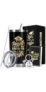 Frerdui Graduation Gift for Her – And Off She Went to Change the World 16oz Glass Cup, Cute Grad Gift for College High School Graduate, Grad Gift for Daughter Niece Granddaughter Friend B0GTY7QRB9