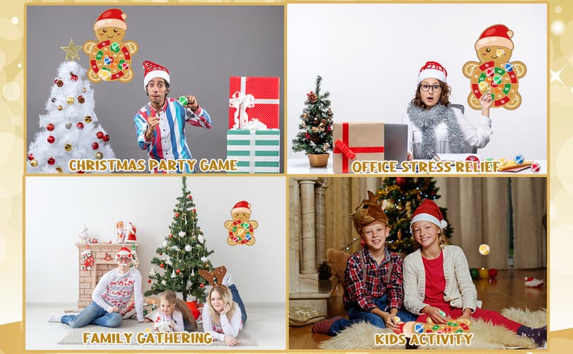 YQUQWN Large Christmas Dart Board for Kids 28.7 Inch Gingerbread Man Target with 12 Sticky Balls Hook Christmas Indoor Decorations Party Toys Gifts for Family