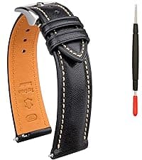 Gomvadr Italian Leather Watch Band Tuscany Natural Vegetable-Tanned Top Grain Genuine Leather Strap,18mm 19mm 20mm 21mm 22mm XL XXL Quick Release Replacement Watch Bands for Men and Women Thick and Soft