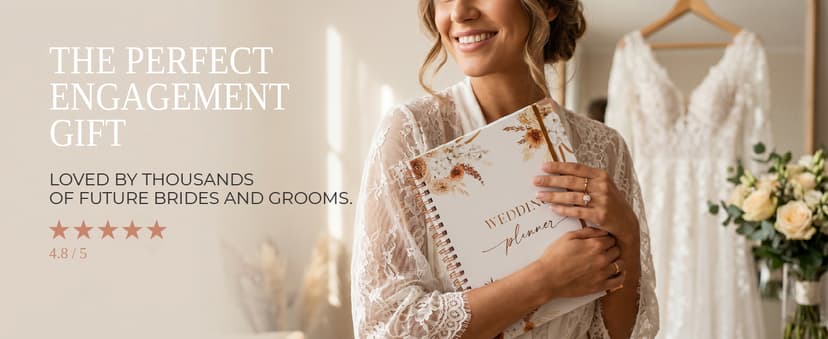 Beautiful Boho Wedding Planner Book and Organizer - Enhance Excitement and Makes Your Countdown Planning Easy - Unique Engagement Gift for Newly Engaged Couples, Future Brides and Grooms,9 X 11 inches