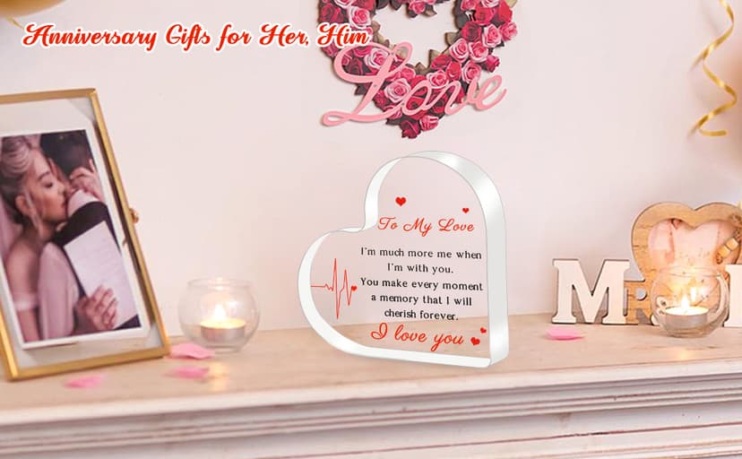 Gifts for Her/Him, Girlfriend Boyfriend Gifts - Engraved Acrylic Plaque 4 x 4 Inches, Anniversary Christmas Valentine's Day Birthday Gifts for Girlfriend Boyfriend Husband Wife