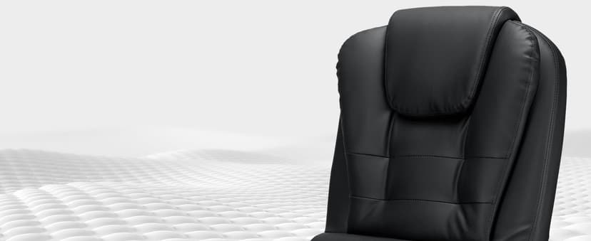 HOFFREE Massage Office Chair with Foot Rest 7 Points Vibration Ergonomic Executive Desk Chair Leather Computer Office Chair Black