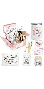 Best Teacher Appreciation Gifts,20 OZ Insulated Tumbler for Women Teacher,Unique Gift Ideas from Students - Funny Socks Thank You Basket Box for New Teachers,Christmas Gifts for Teachers