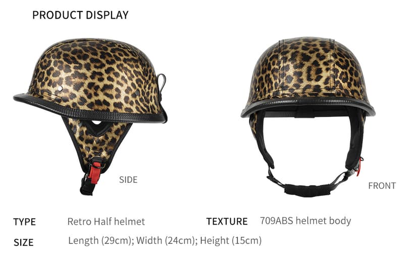 Vintage German Leather Motorcycle Half Helmet for Men Women - DOT Approved Open Face Helmets, Retro Biker Helmet for Cruiser, Chopper, Scooter
