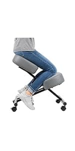 Ergonomic Kneeling Chair, Adjustable Stool for Home and Office - Improve Your Posture with an Angled Seat - Thick Comfortable Moulded Foam Cushions - Brake Casters