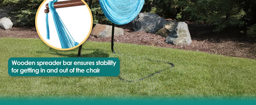 Sunnydaze Outdoor Hammock Chair Swing for Reading - Hanging Hammock Swing for Indoor or Patio - 300lb Capacity - Caribbean XL - Sky Blue